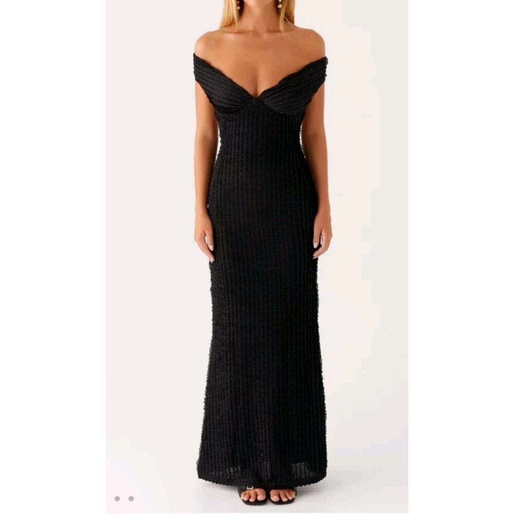 Peppermayo Black Textured Chantelle Maxi Dress Size 2 New Dark Feminine